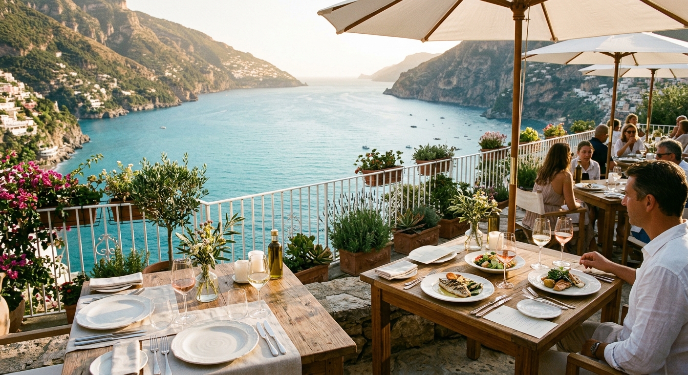 Waiki Restaurant terrace overlooking the Mediterranean sea in Cap d