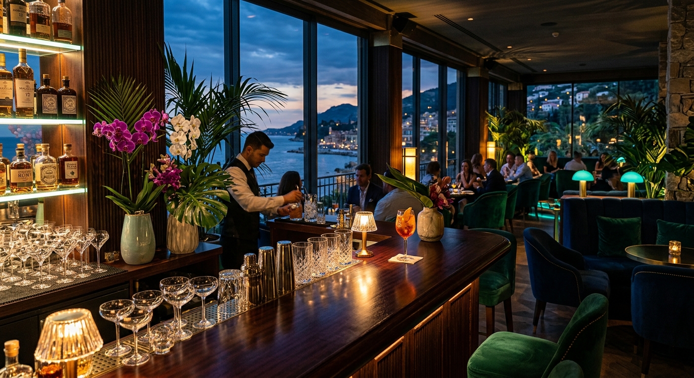Waiki Bar tropical cocktail lounge with premium drinks and elegant interior in Cap d