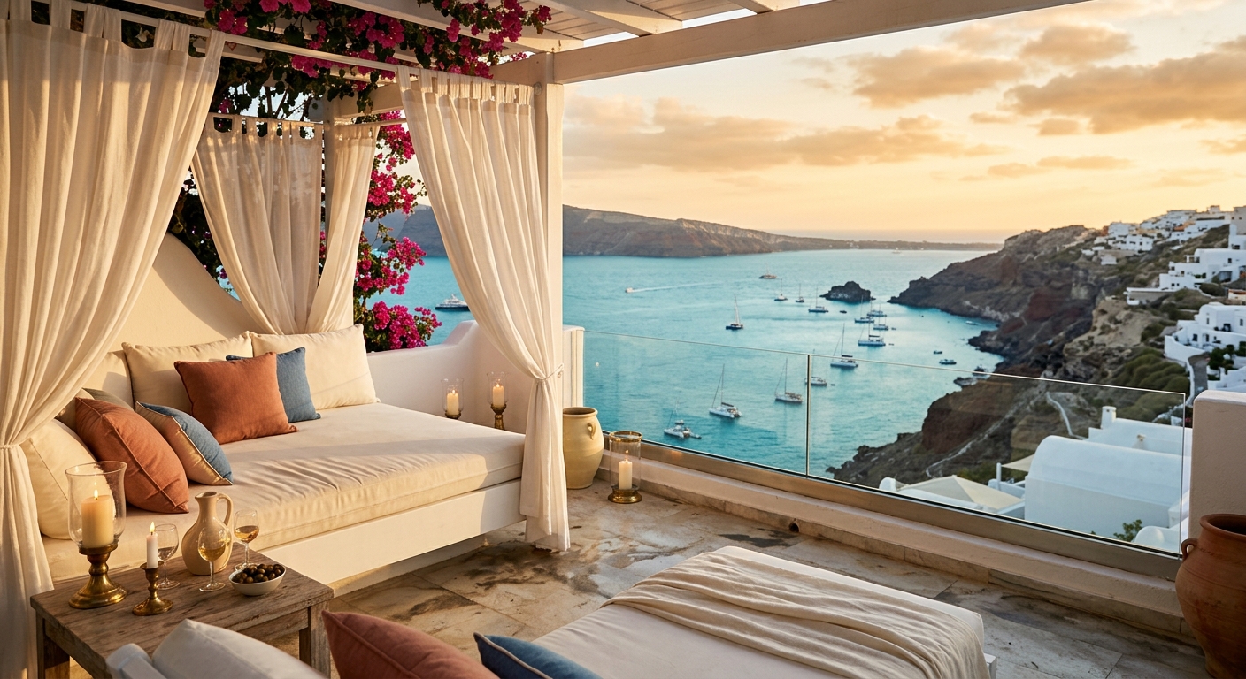 El Vino Hotel luxury terrace overlooking the Aegean Sea in Bodrum Turkey
