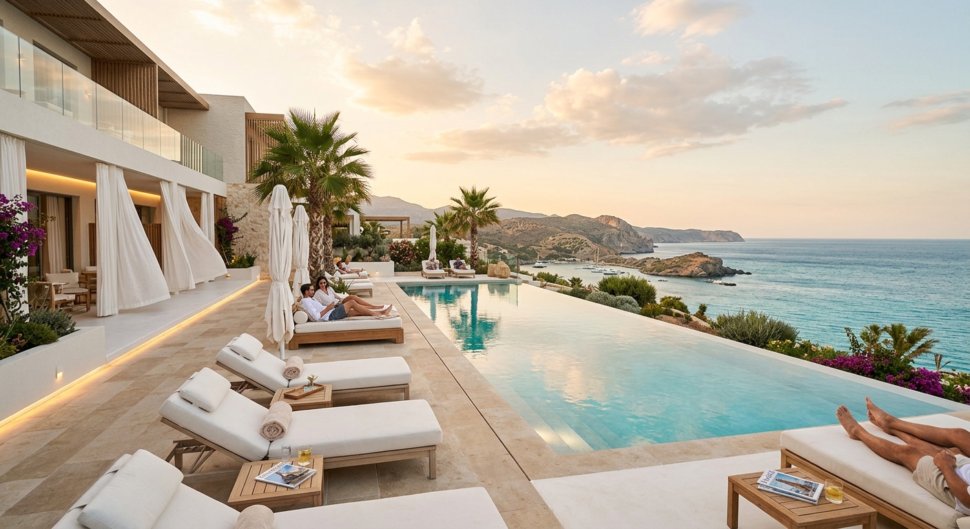 Résidence Natureva Spa pool terrace overlooking the Mediterranean at Cap d