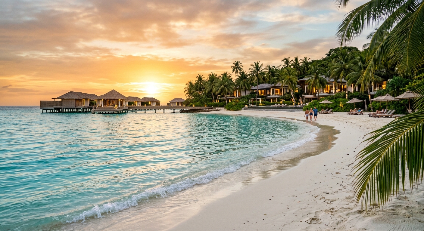 Thailand luxury beach with turquoise water and five-star resort